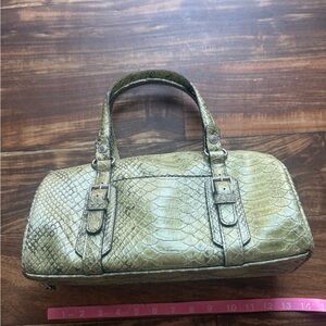 Liz Claiborne Olive Snakeskin Satchel